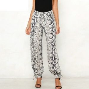 Satin Snake Print Joggers